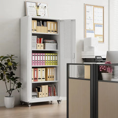 YQXH 73''H Metal Garage Storage Cabinet with Pegboard, Rolling Tool Cabinets on Wheels,Steel Locker