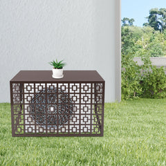 4 Panels Air Conditioner Fence Coffee Color 1.5P Privacy Fence Cover for A/C Conditioning Unit Outdoor Units