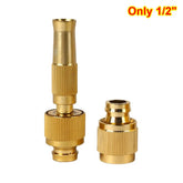 1Set High Pressure Water Spray Torch Nozzle Brass Plating with Quick-connect Connector Washing Machine Nozzle 1/2" 3/4"