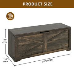 47.2" Storage Bench Storage Box Chest Retro Farmhouse Wooden Storage 59.3 Gallon