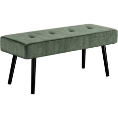 Modern Corduroy Entryway Bench Green Ottoman End of Bed Organizer Padded Seating for Bedroom Living Room Foyer