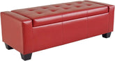 Large 51" Storage Ottoman, Tufted Faux Leather Storage Bench for Living Room, Entryway, or Bedroom