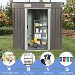 Outdoor Storage Shed 6x4 Feet - Waterproof Metal Garden Shed with Lockable Door - Steel Tool Storage Building