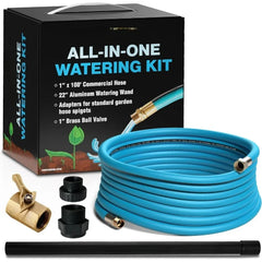 All-In-One Watering Kit - Heavy Duty 1" 100 Ft Garden Hose, 650 PSI High-Pressure Watering Tool, Kinkless Garden Hoses