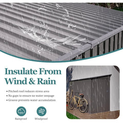 4 * 9.2 FT Outdoor Storage Shed, Galvanized Steel Garden Shed with Lockable Door & Window, Waterproof Metal Tool Storage for Gar