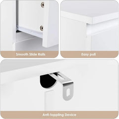 FOTOSOK White Dresser,6 Drawer Dresser,Modern Tall Floor Storage Cabinet Metal Sliding Rail,Wooden Handleless Drawer Cabinet