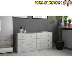 Portland Contemporary 6 Drawer Dresser Adult Storage Unit Scandinavian Design Bedroom Organizer Smooth Glides Assembly Required
