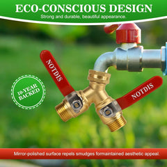 2025 New Brass 3/4" Garden Hose Splitter 2-way Tap Y-Type Watering Connector Garden Tap Outdoor Faucet Full Flow Hose Splitter