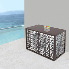 4 Panels Air Conditioner Fence Coffee Color 1.5P Privacy Fence Cover for A/C Conditioning Unit Outdoor Units