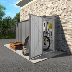 4 * 9.2 FT Outdoor Storage Shed, Galvanized Steel Garden Shed with Lockable Door & Window, Waterproof Metal Tool Storage for Gar
