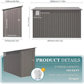 4 * 9.2 FT Outdoor Storage Shed, Galvanized Steel Garden Shed with Lockable Door & Window, Waterproof Metal Tool Storage for Gar