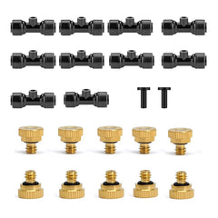 10PCS Threaded Brass Misting Nozzle Set 0.3MM Orifice Irrigation Nozzles Parts for 1/4 Inch Outdoor Cooling Misting Hose System
