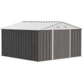 "10x10 Foot Outdoor Storage Shed - Large Grey Metal Garden and Tool Shed for Backyard Patio Lawn"
