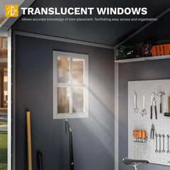 6x4.4 FT Outdoor Resin Storage Shed with Reinforced Floor, All-Weather Bike Storage Shed with Lockable Door, Window and Vent, W