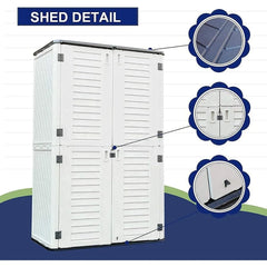 Kinying Outdoor Storage Cabinet, Vertical Storage Shed Perfect to Store Patio Furniture, Garden Tools Accessories,Bike,Beach Cha