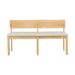 Natural Rubberwood Dining Bench with Plush Fabric Upholstery Entryway Living Room Seating Comfort Assembly Required