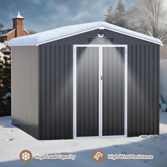10x12 FT Outdoor Storage Shed, Metal Garden Shed - Tool Storage Sheds with Lockable Doors, Waterproof Outside Storage Building f