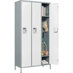 YQXH Metal Lockers for Employees-3 Door Storage Locker with Shelves and Lockable Steel Cabinet for School,Gym,Office