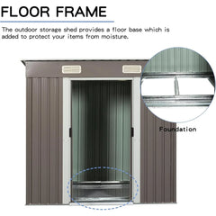Outdoor Storage Shed 6x4 Feet - Waterproof Metal Garden Shed with Lockable Door - Steel Tool Storage Building