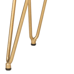 Mid-Century Round Faux Ostrich Bench Cream Upholstered Gold Frame Indoor Seating Durable Cushioned Accent Furniture 275 lbs