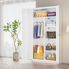 YQXH Metal Wardrobe Closet - 71" H Bedroom Armoires with Lock, Storage Locker