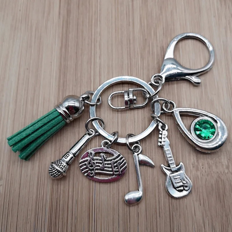 Music teacher key chain music tassel key ring piano player gift music microphone note handmade guitar jewelry souvenir