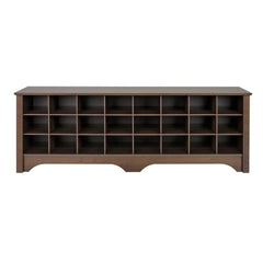 Espresso Entryway Shoe Storage Bench with 24 Cubbies Comfortable Seating Compact Organizer Indoor Use Easy Assembly