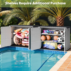 Outdoor Storage Cabinet 26 Cu Ft with Lockable Doors, Horizontal Storage Shed Waterproof Patio Tools Storage Box for Sofa Cushi