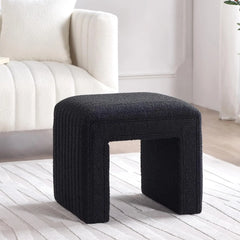 Set Style Vanity Stool Chair,Modern Boucle Ottoman Foot Stool with Wooden Legs Sofa Bench Footstool Extra Seat for Vanity,Makeup