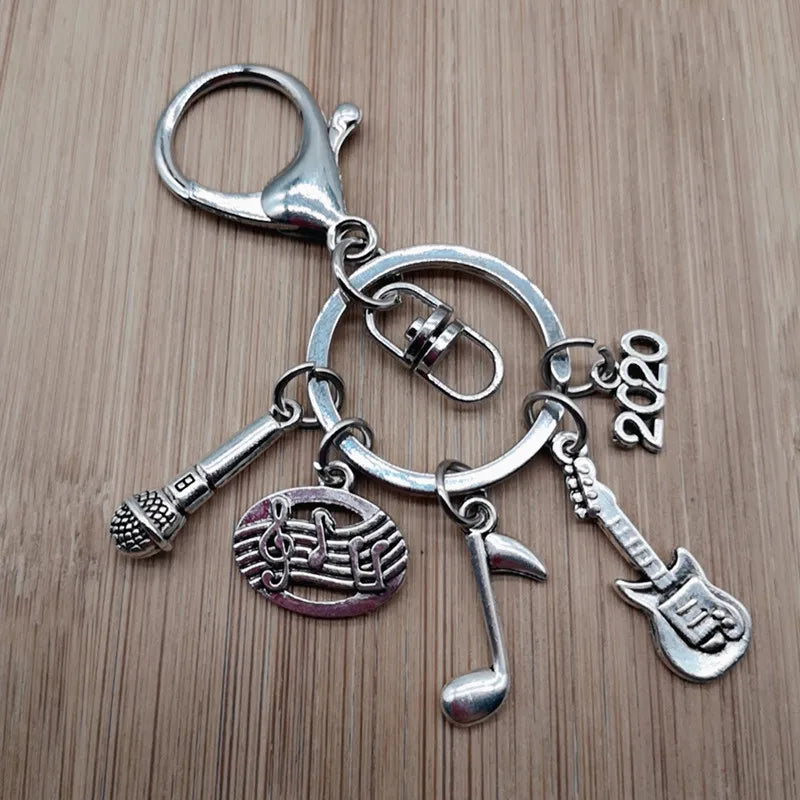 Music teacher key chain music tassel key ring piano player gift music microphone note handmade guitar jewelry souvenir