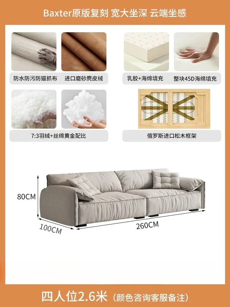 Sofa living room simple modern small apartment fabric cream wind straight row Italian new model