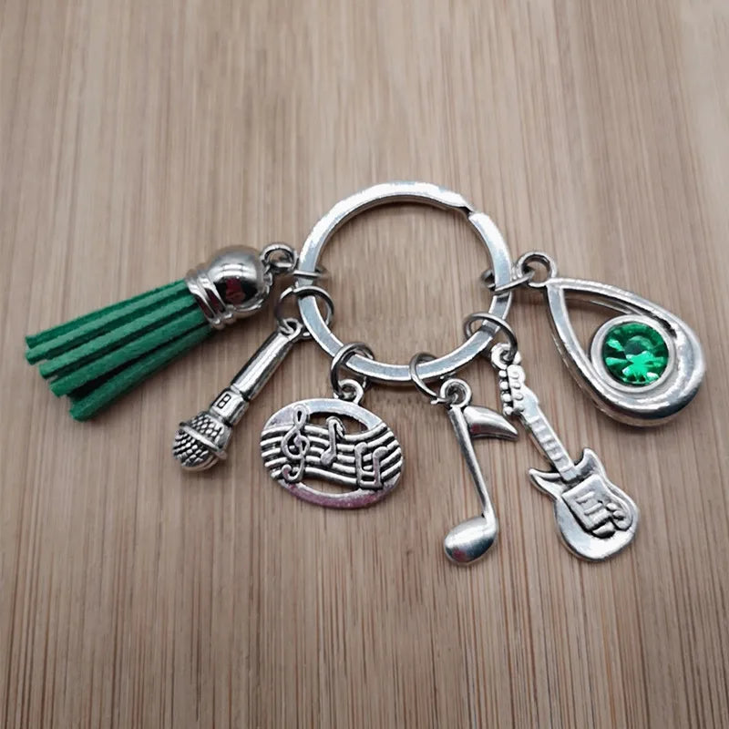 Music teacher key chain music tassel key ring piano player gift music microphone note handmade guitar jewelry souvenir