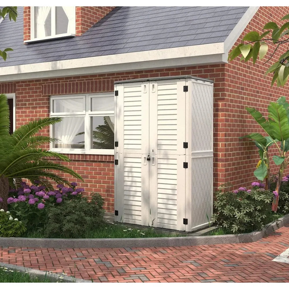 Kinying Outdoor Storage Cabinet, Vertical Storage Shed Perfect to Store Patio Furniture, Garden Tools Accessories,Bike,Beach Cha