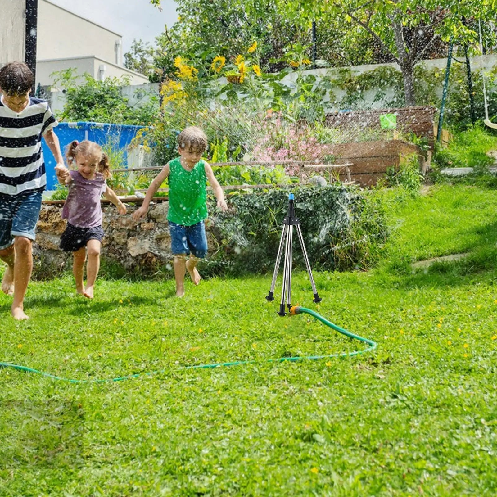 Tripod Sprinklers For Yard 360 Degree Sprinkler Stand Tripod Outdoor Adjustable Height Watering Equipment For Yard Flower Bed