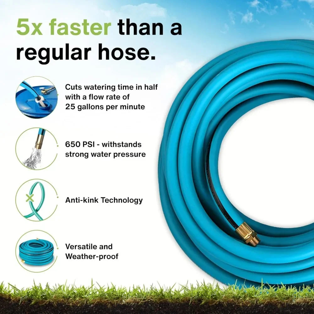 All-In-One Watering Kit - Heavy Duty 1" 100 Ft Garden Hose, 650 PSI High-Pressure Watering Tool, Kinkless Garden Hoses