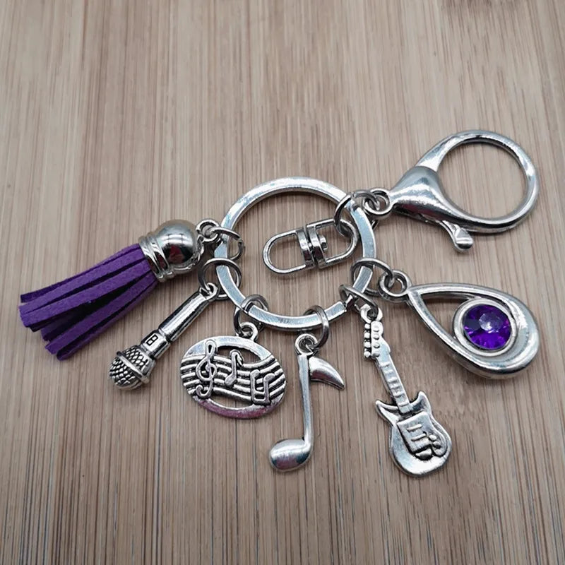 Music teacher key chain music tassel key ring piano player gift music microphone note handmade guitar jewelry souvenir