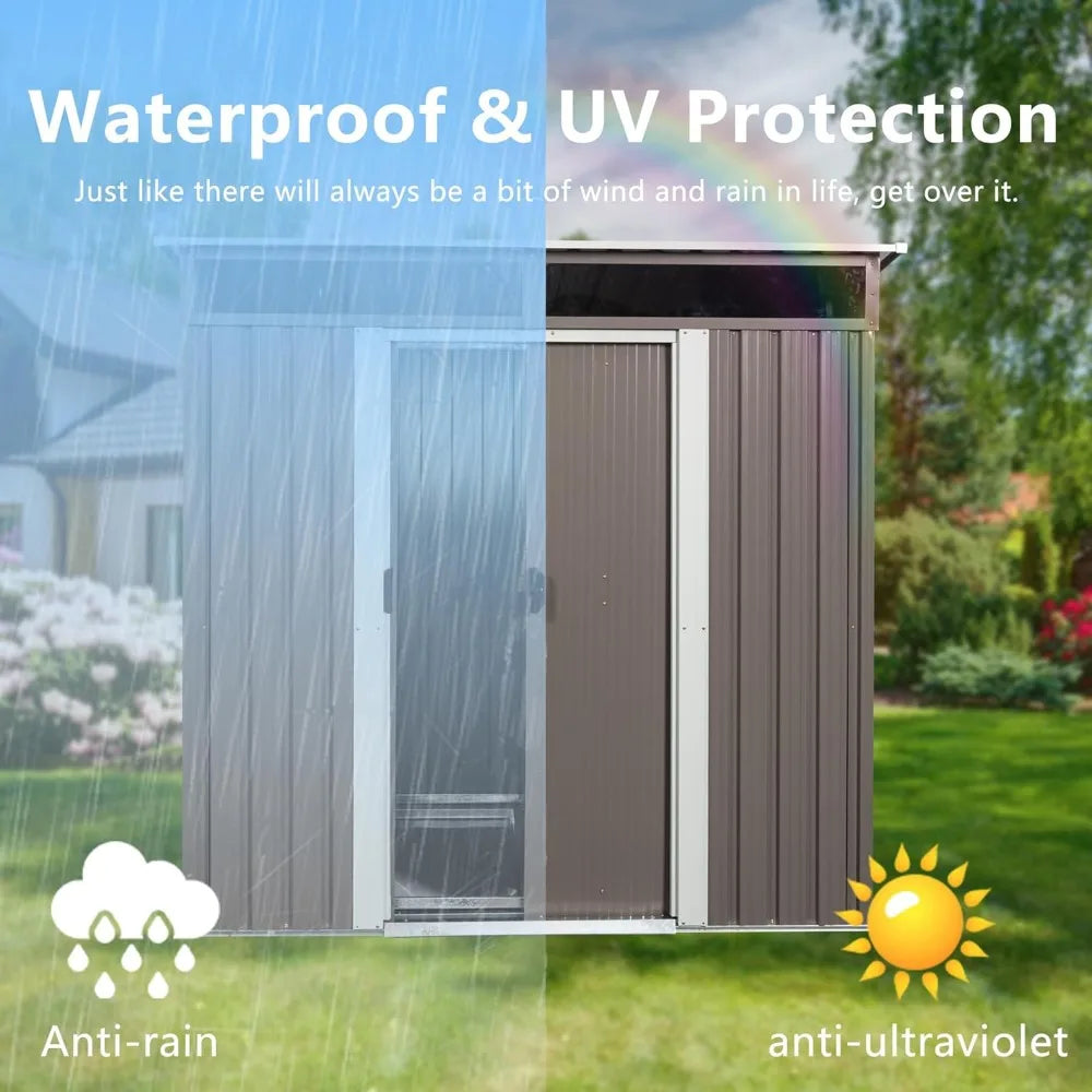 Durable 6x5 Outdoor Metal Shed with Lockable Door for Garden and Tool Storage