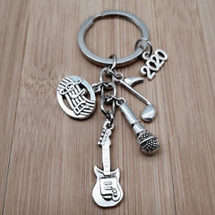 Music teacher key chain music tassel key ring piano player gift music microphone note handmade guitar jewelry souvenir
