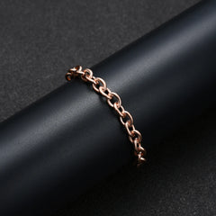 Hot sale stainless steel rose gold color round O chain bracelet fashion jewelry for men and women wedding gifts drop shipping