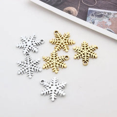 Snowflake Charm DIY Jewelry Accessories Metal Alloy Bracelet Pendant Christmas Charms for Jewelry Making Gold 2021 Flower Lot