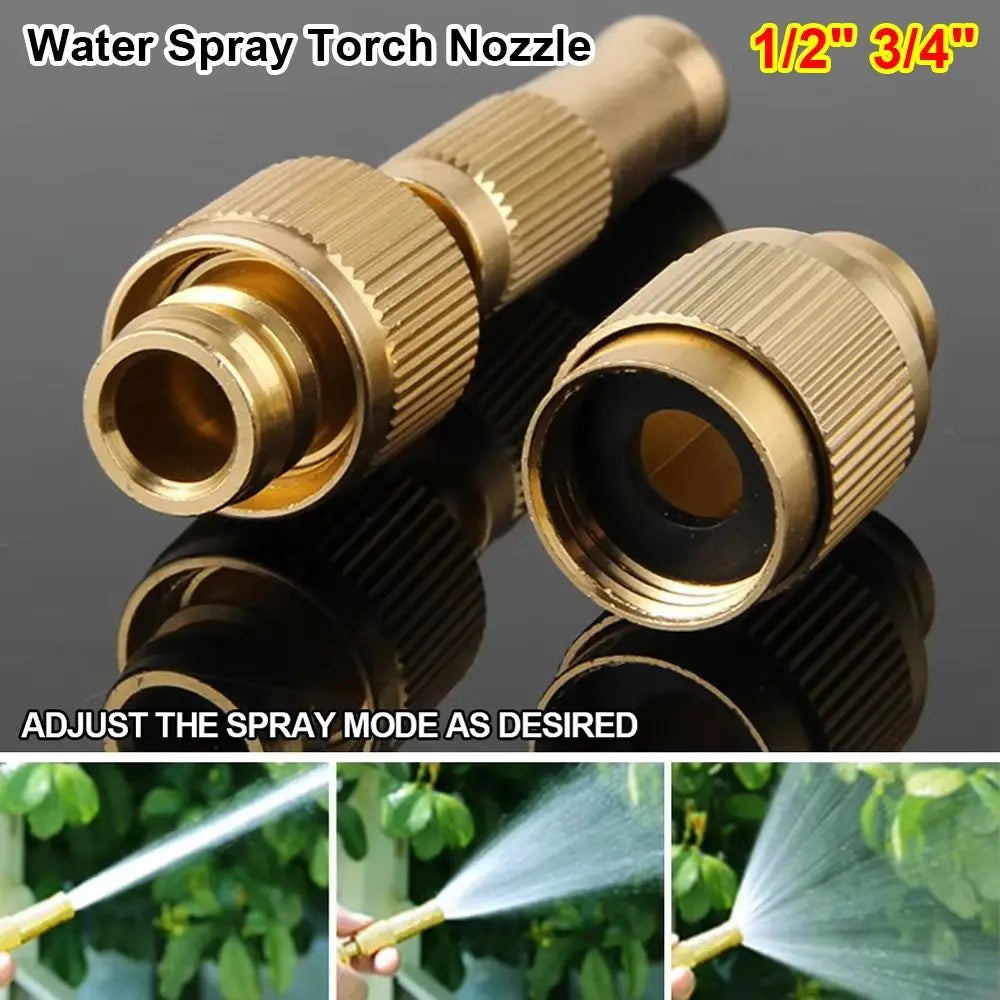 1Set High Pressure Water Spray Torch Nozzle Brass Plating with Quick-connect Connector Washing Machine Nozzle 1/2" 3/4"