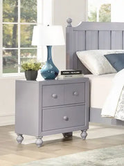 Transitional Gray Finish 1pc Nightstand of Drawers Wood knobs Turned Feet Modern Bedroom Furniture