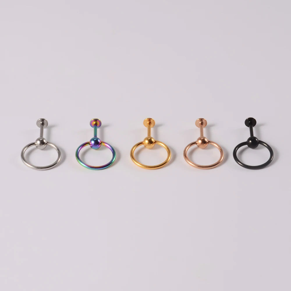 1/5pcs Stainless Steel Labret with Slave Ring Ball Ear Tragus Cartilage Piercing Lip Stud Lobe Earrings Body Piercing Jewelry