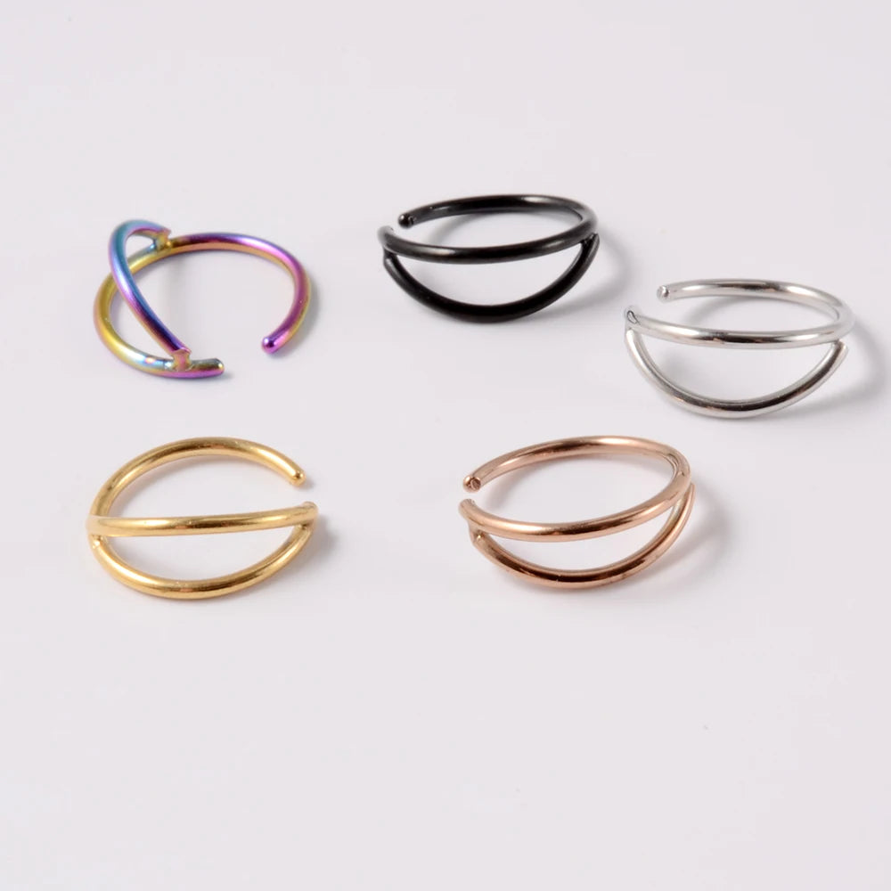 1-5Pcs Stainless Steel D Shape Nose Ring For Women Men 20G Nose Hoop Rings Ear Cartilage Tragus Helix Piercings Jewelry
