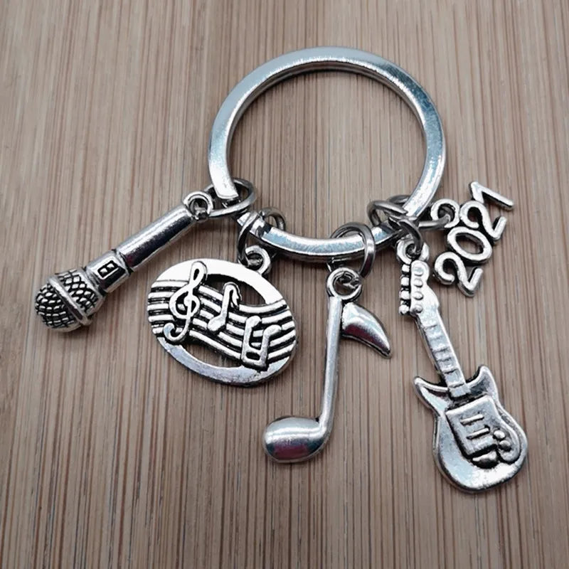 Music teacher key chain music tassel key ring piano player gift music microphone note handmade guitar jewelry souvenir