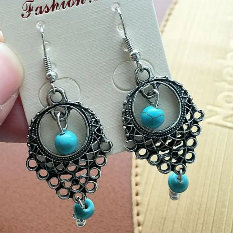 XXZHJ 2018 New Fashion Personality National Wind Retro Droplets Earrings Jewelry Wholesale Beaded Long Earrings Wholesale Women