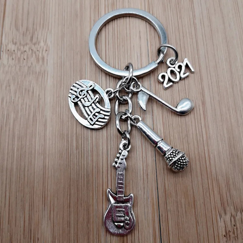 Music teacher key chain music tassel key ring piano player gift music microphone note handmade guitar jewelry souvenir