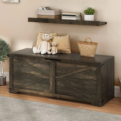 47.2" Storage Bench Storage Box Chest Retro Farmhouse Wooden Storage 59.3 Gallon