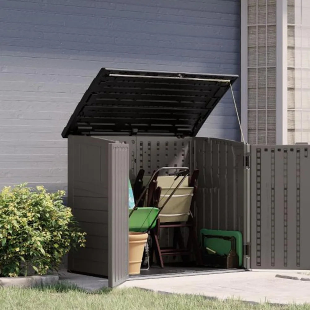 Outdoor Storage Shed for Backyard and Garden, Horizontal, 4' x 2.5', Stoney Grey - Portable Utility Deck and Cabinet for Tools,