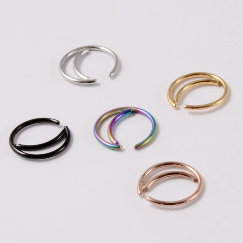 1-5Pcs Stainless Steel D Shape Nose Ring For Women Men 20G Nose Hoop Rings Ear Cartilage Tragus Helix Piercings Jewelry